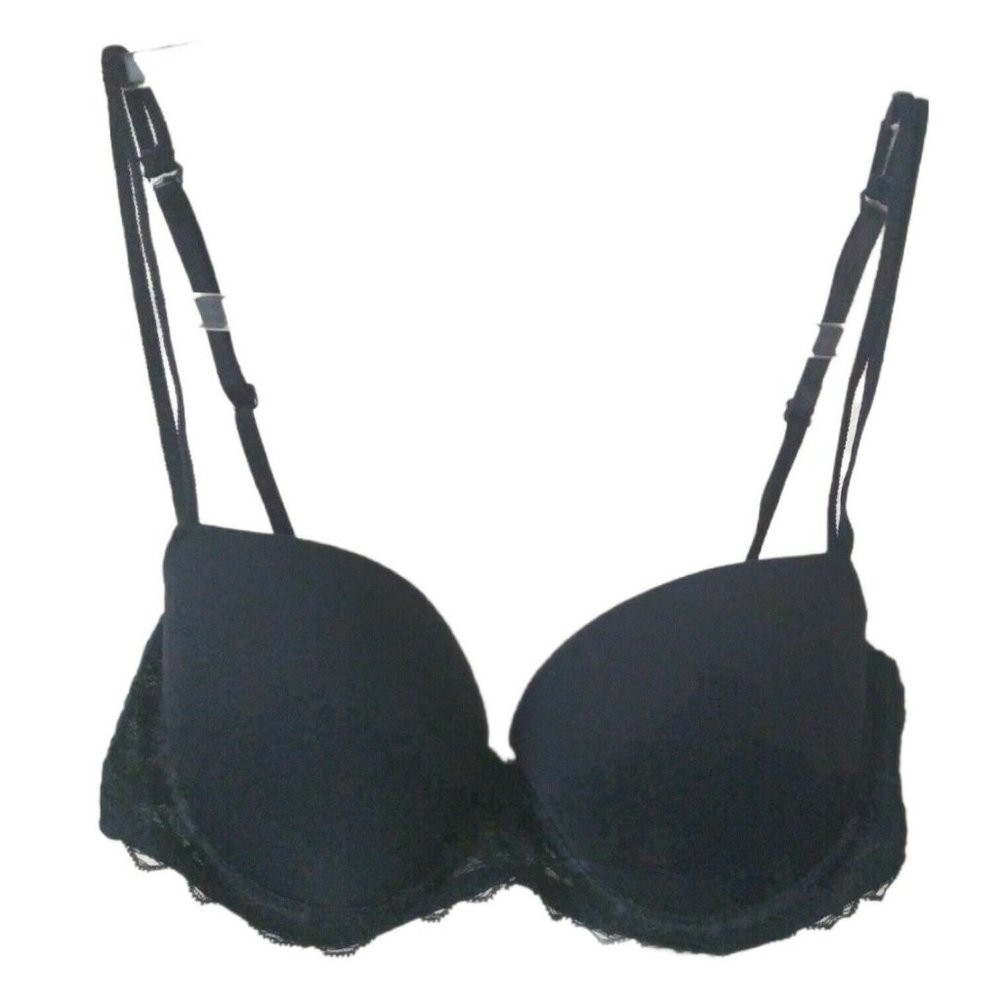 Victoria Secret PINK Womens Black Lace Trim Underwire Lightly Padded Bra 32C/B